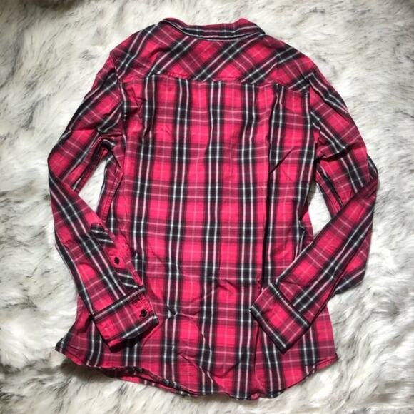 Gap Pink and Black Plaid Boyfriend Button Down Shirt - Picture 5 of 6